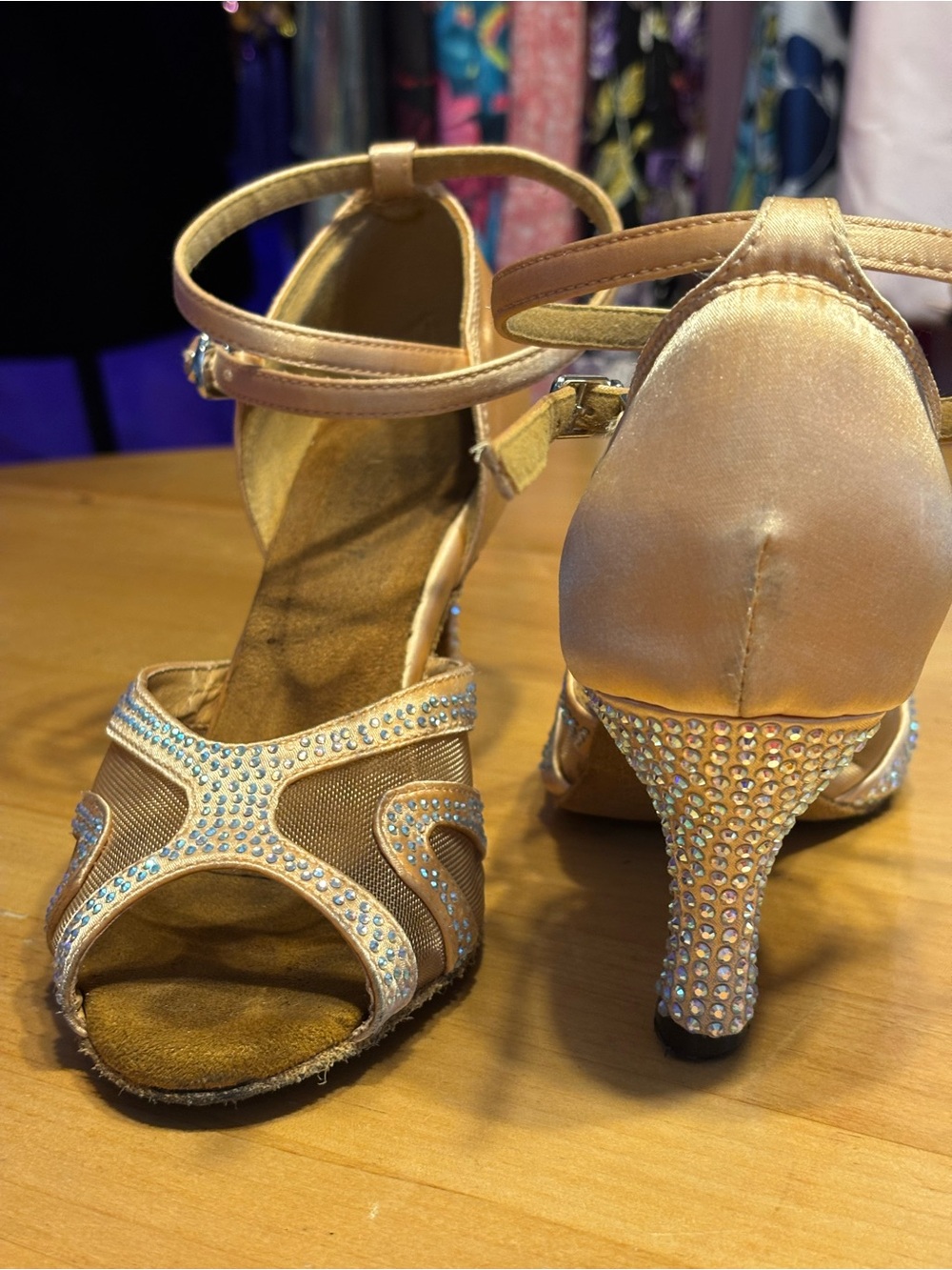 Rhinestone Ballroom Dance Shoes Women Latin Salsa Bachata Performance Dance Shoe
